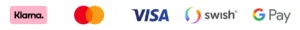 Accepterade betalningsmetoder: Klarna, Mastercard, Visa, Swish, Google Pay