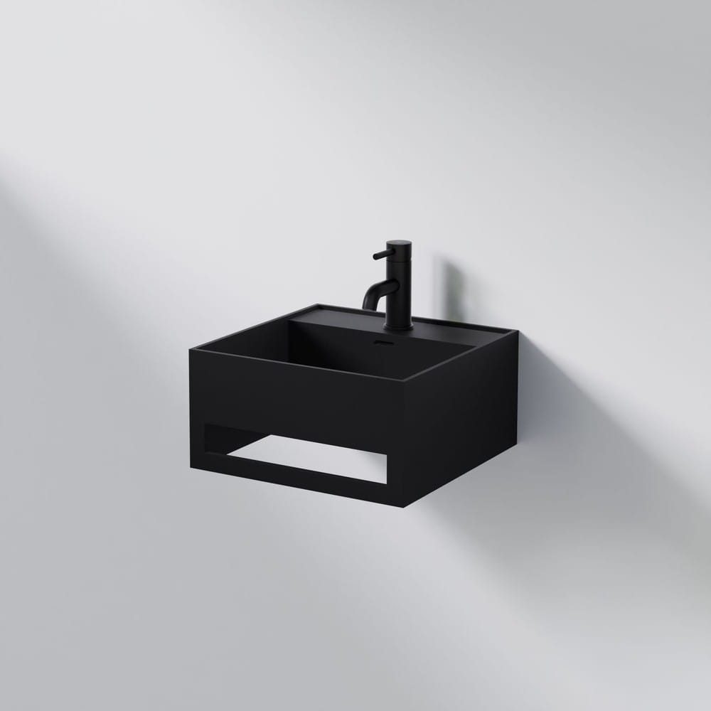 Steinberg Series 443 vägghängt tvättställ 400 mm i matt svart solid surface