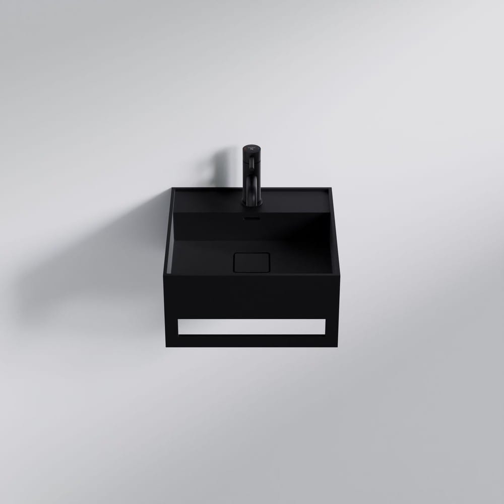 Steinberg Series 443 tvättställ med handdukshängare i matt svart, detalj